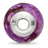 Sterling Silver 925 Bead with Purple Magnesite Stone Polished Finish